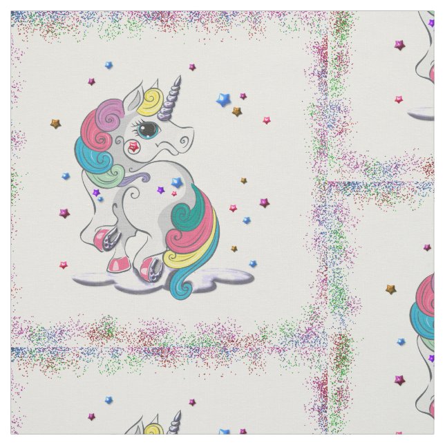 Einhorn und Regenbogen-Glitzer Stoff (Muster)