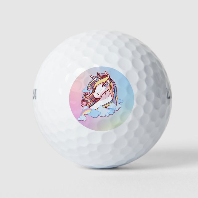 Einhorn und Regenbogen Golfball (Vorderseite)