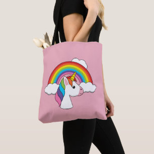 Einhorn und Regenbogen mit Wolken Kawaii