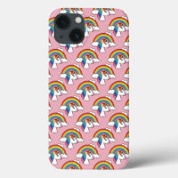 Einhorn und Regenbogen mit Wolken Kawaii