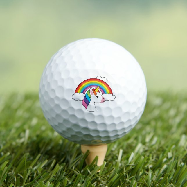 Einhorn und Regenbogen mit Wolken Kawaii Golfball (Insitu T-Shirt)