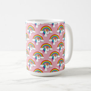 Einhorn und Regenbogen mit Wolken Kawaii Kaffeetasse