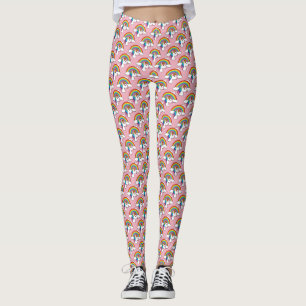 Einhorn und Regenbogen mit Wolken Kawaii Leggings