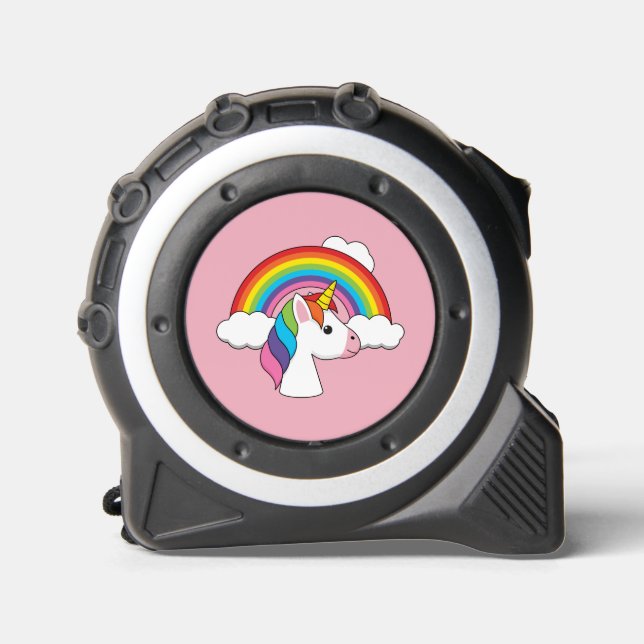 Einhorn und Regenbogen mit Wolken Kawaii Maßband (Vorderseite)