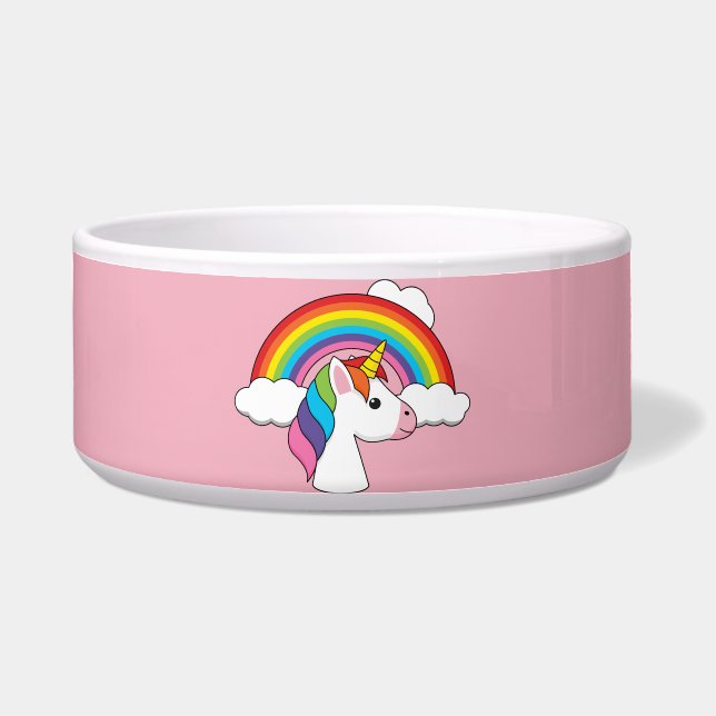 Einhorn und Regenbogen mit Wolken Kawaii Napf (Vorderseite)