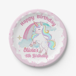Einhorn- und Regenbogen-Party 7" oder 9"-Papier-Te Pappteller