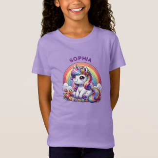 Einhorn und Regenbogen Personalisiert T-Shirt