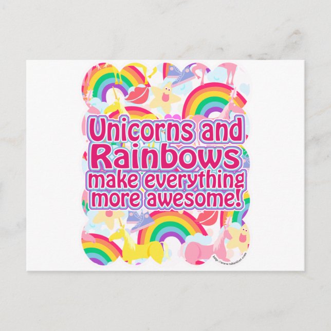 Einhorn und Regenbogen Postkarte (Vorderseite)