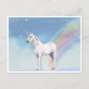 Einhorn und Regenbogen Sternenhimmel Postkarte