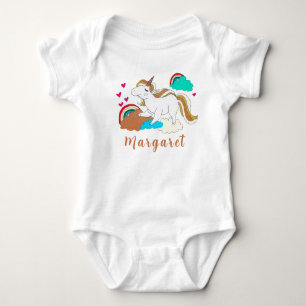 Einhorn Und Regenbogen Süßer Personalisierter Name Baby Strampler