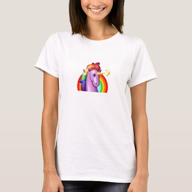 Einhorn und Regenbogen T-Shirt (Vorderseite)