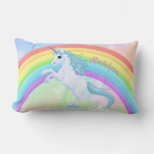 Einhorn und Regenbogenwirbel Kissen