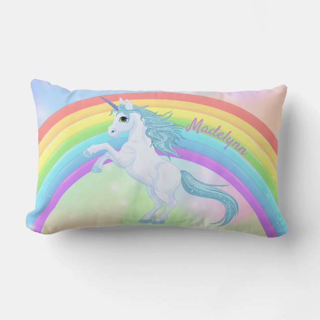 Einhorn und Regenbogenwirbel Kissen (Vorderseite)
