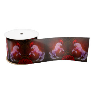 Einhorn und Rose Fantasy Horst Art Satinband