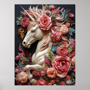 Einhorn und Rose Poster