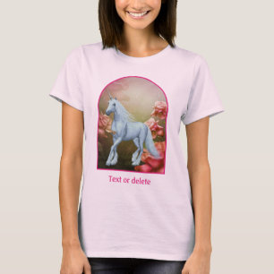Einhorn und Rosen Fantasy-Pferd Kunst T-Shirt