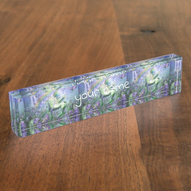 Einhorn und Schmetterlinge Namensplakette (Seite)