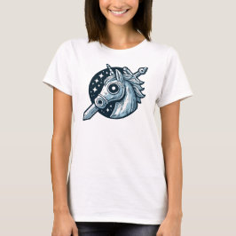 Einhorn und Schwert Mystisches Emblem-Design T-Shirt