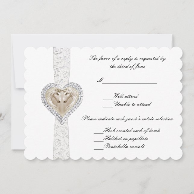 Einhorn- und Spitzen-Hochzeitskarte Einladung (Vorderseite)