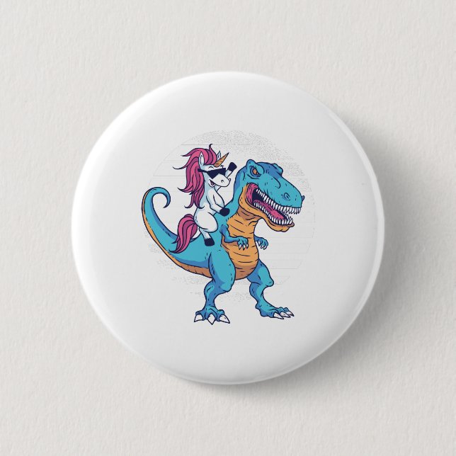 Einhorn und T-Rex Button (Vorderseite)