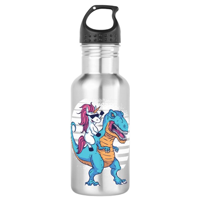Einhorn und T-Rex Edelstahlflasche (Vorderseite)