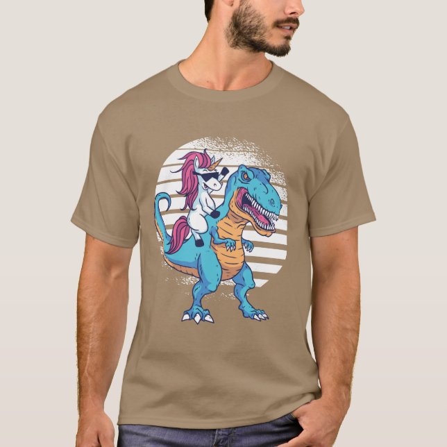 Einhorn und T-Rex T-Shirt (Vorderseite)