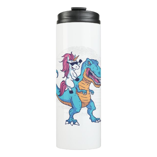 Einhorn und T-Rex Thermosbecher (Vorderseite)