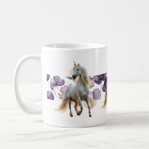 Einhorn und violette Blumen Kaffeetasse