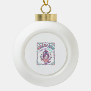 Einhorn-Unordentlicher-Bun-Einhorn-Mama-Retro-Stil Keramik Kugel-Ornament