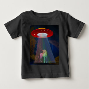 Einhorn unter UFO-Regenbogenbeam am Night, ZKoA Baby T-shirt