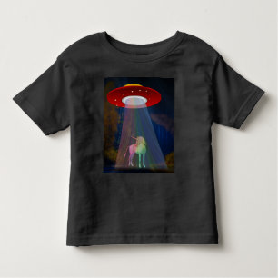 Einhorn unter UFO-Regenbogenbeam am Night, ZKoA Kleinkind T-shirt