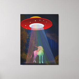 Einhorn unter UFO-Regenbogenbeam am Night, ZKoA Leinwanddruck