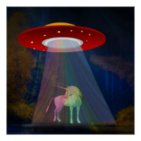 Einhorn unter UFO-Regenbogenbeam am Night, ZKoA