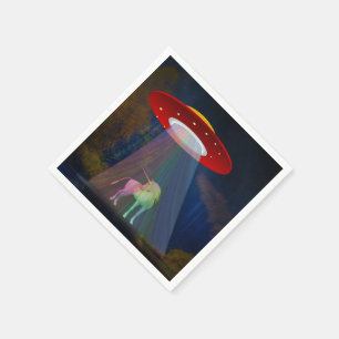 Einhorn unter UFO-Regenbogenbeam am Night, ZKoA Serviette