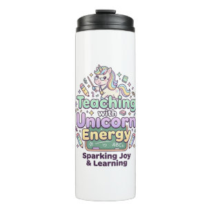 Einhorn-Unterricht mit Einhorn-Energie Fettgedruck Thermosbecher