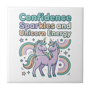 Einhorn-Vertrauensfunken und Einhorn-Energie-T-Shi Fliese