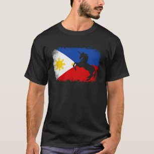 Einhorn Vintage Filipino Philippinen Flagge Pferd T-Shirt