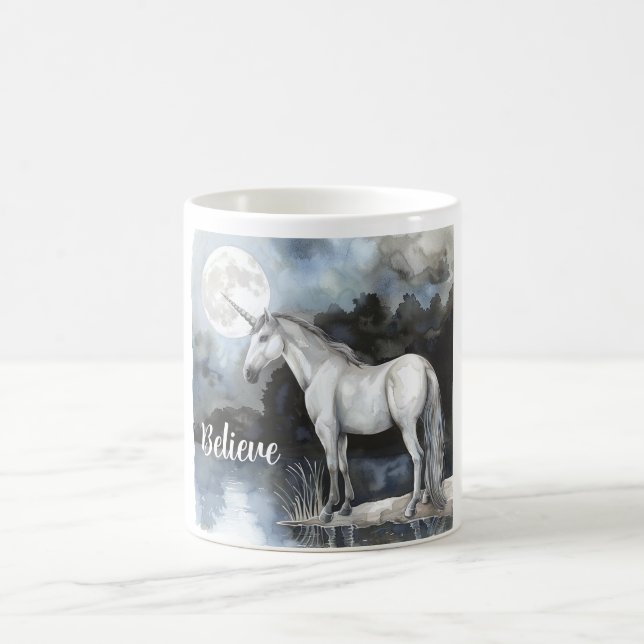 Einhorn Vollmond Glauben Kaffeetasse (Mittel)