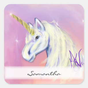 Einhorn von: Mendi Vernatter Quadratischer Aufkleber