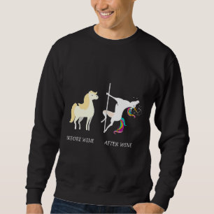 Einhorn vor Wein nach Wein 58 Sweatshirt