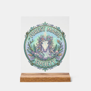 Einhorn-Wald-Magie-Gesellschaft Grafikdesign Weiß  Acrylschild