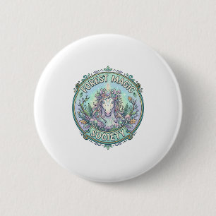 Einhorn-Wald-Magie-Gesellschaft Grafikdesign Weiß Button