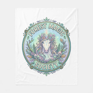 Einhorn-Wald-Magie-Gesellschaft Grafikdesign Weiß Fleecedecke