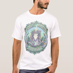 Einhorn-Wald-Magie-Gesellschaft Grafikdesign Weiß T-Shirt