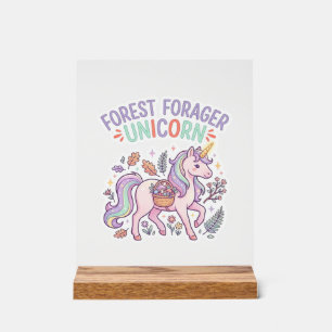 Einhorn-Wald-Sammler-Einhorn-Grafikdesign Weiß Acrylschild