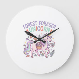 Einhorn-Wald-Sammler-Einhorn-Grafikdesign Weiß Große Wanduhr