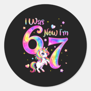 Einhorn war 6 7 sechs sieben 7. Geburtstag Geburts Runder Aufkleber