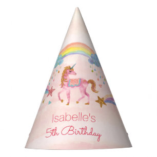 Einhorn-Wasserfarbe-Faux-Glitter-Geburtstagsfeier- Partyhütchen