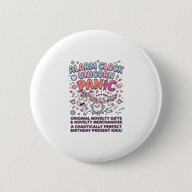 Einhorn Wecker Einhorn Panik Fett Schrift  Button (Vorderseite)