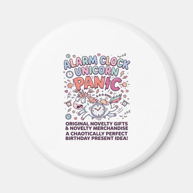 Einhorn Wecker Einhorn Panik Fett Typography  Magnet (Vorne)